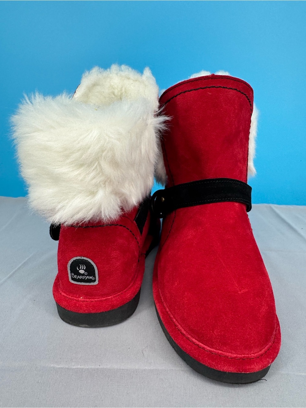 Bearpaw Youth 5 Red Suede Shearling Fur Lined Winter Boots Girls